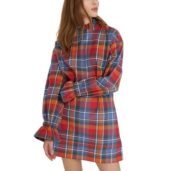 Something Navy Mock Neck Plaid Mini Dress Size Small NWT - Picture 1 of 8